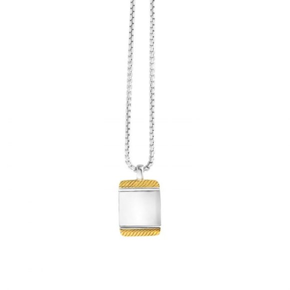 Sterling Silver, 18K Gold Tag Necklace - Picture 1 of 1